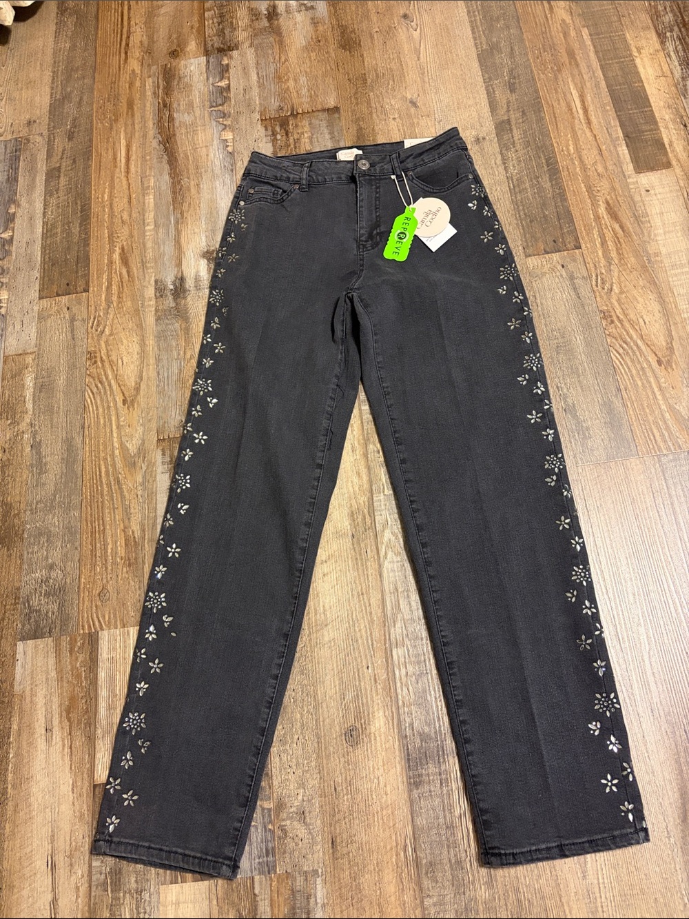 Camila Coelho Black Wash Straight Leg Jeans Size 2